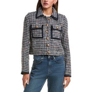 Stellah Womens  Wool-Blend Tweed Jacket, Black